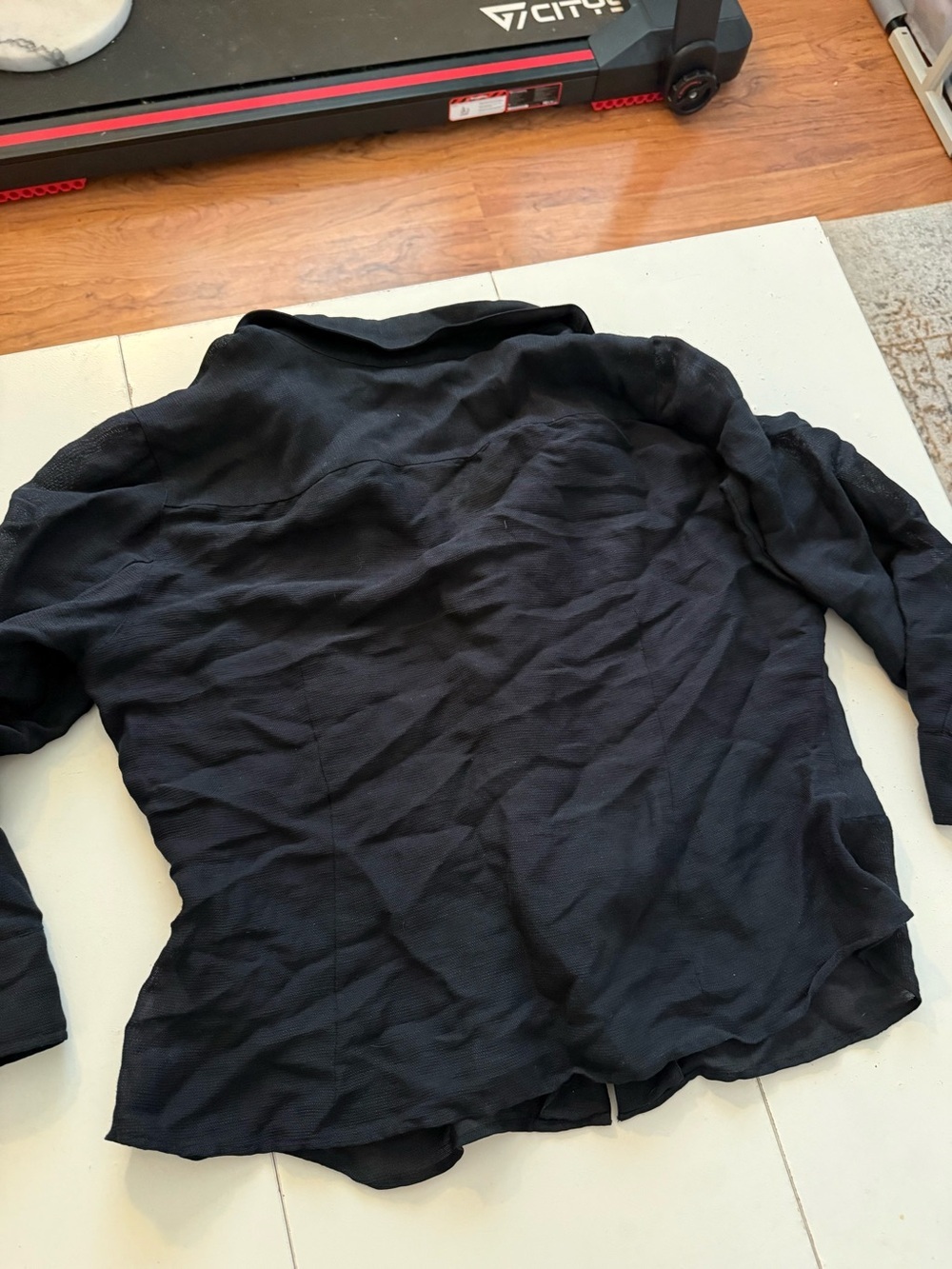 Nic+Zoe Black Silk Linen Tie-Waist Blouse Button-Down Shirt Quite Luxury Classic - Picture 8 of 8